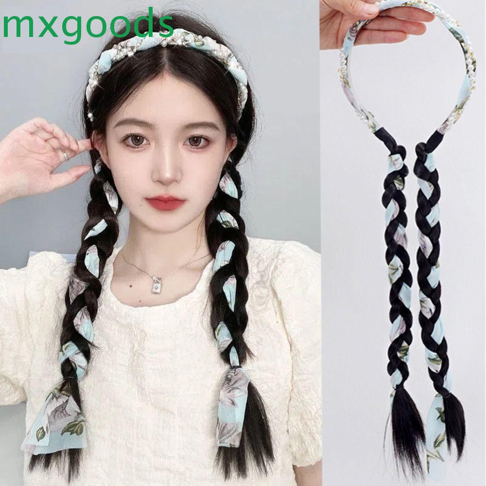 MXGOODS Bím Tóc Giả Màu Đen Bằng Sợi Tổng Hợp Cao Cấp Dành Cho Nữ