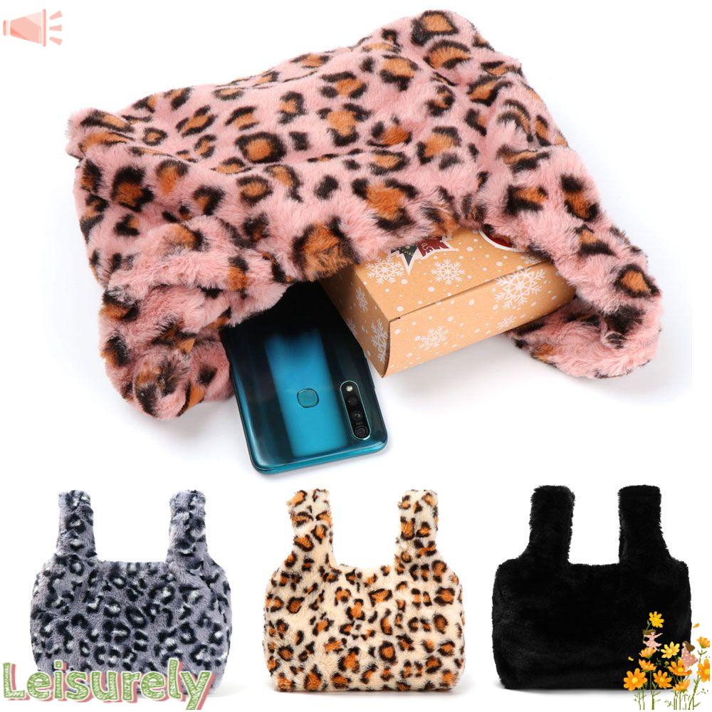 LEILY Túi Xách Lông Giả Họa Tiết Da Báo Thời Trang Mùa Đông