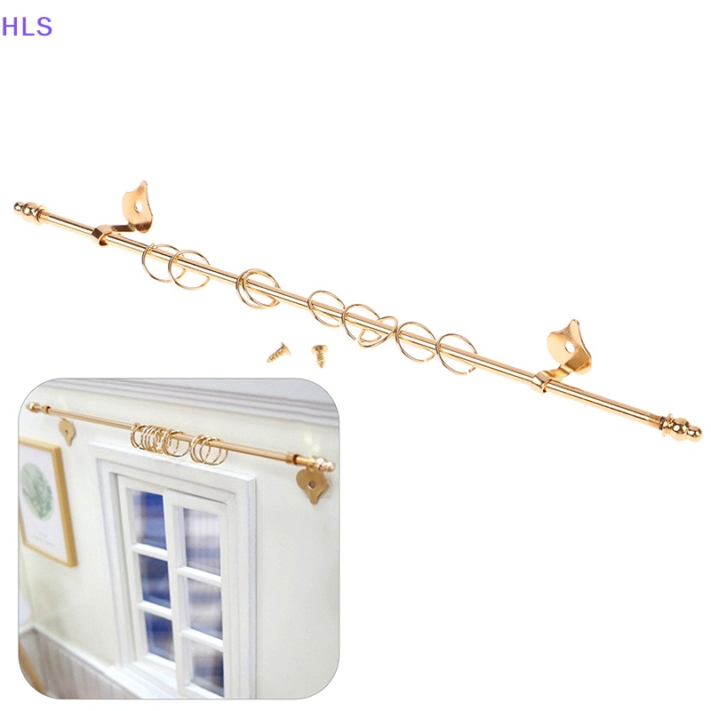 Bộ Rèm Cửa Sổ Kim Loại Mạ Vàng Tỷ Lệ 1: 12 Dùng Trang Trí Nhà Búp Bê