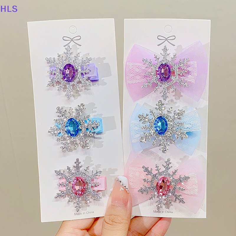 Set 2 Kẹp Tóc Hình Bông Tuyết Đính Đá Nhiều Màu Sắc Cho Bé Gái