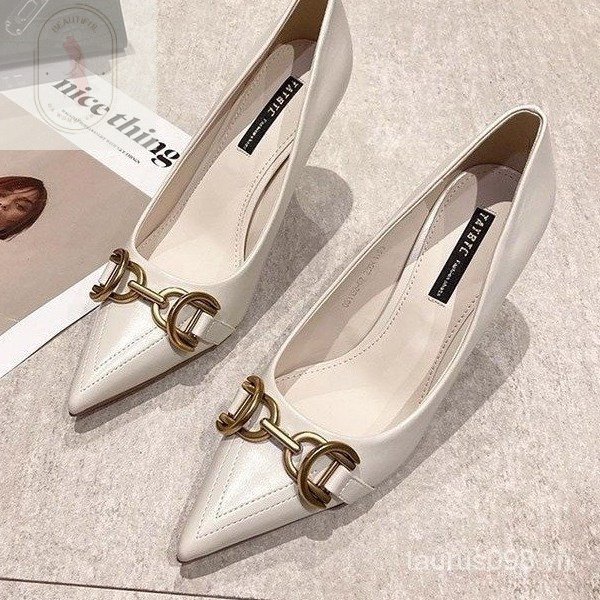 Giày Cao Gót Mũi Nhọn Chất Liệu Da PU 6-8cm