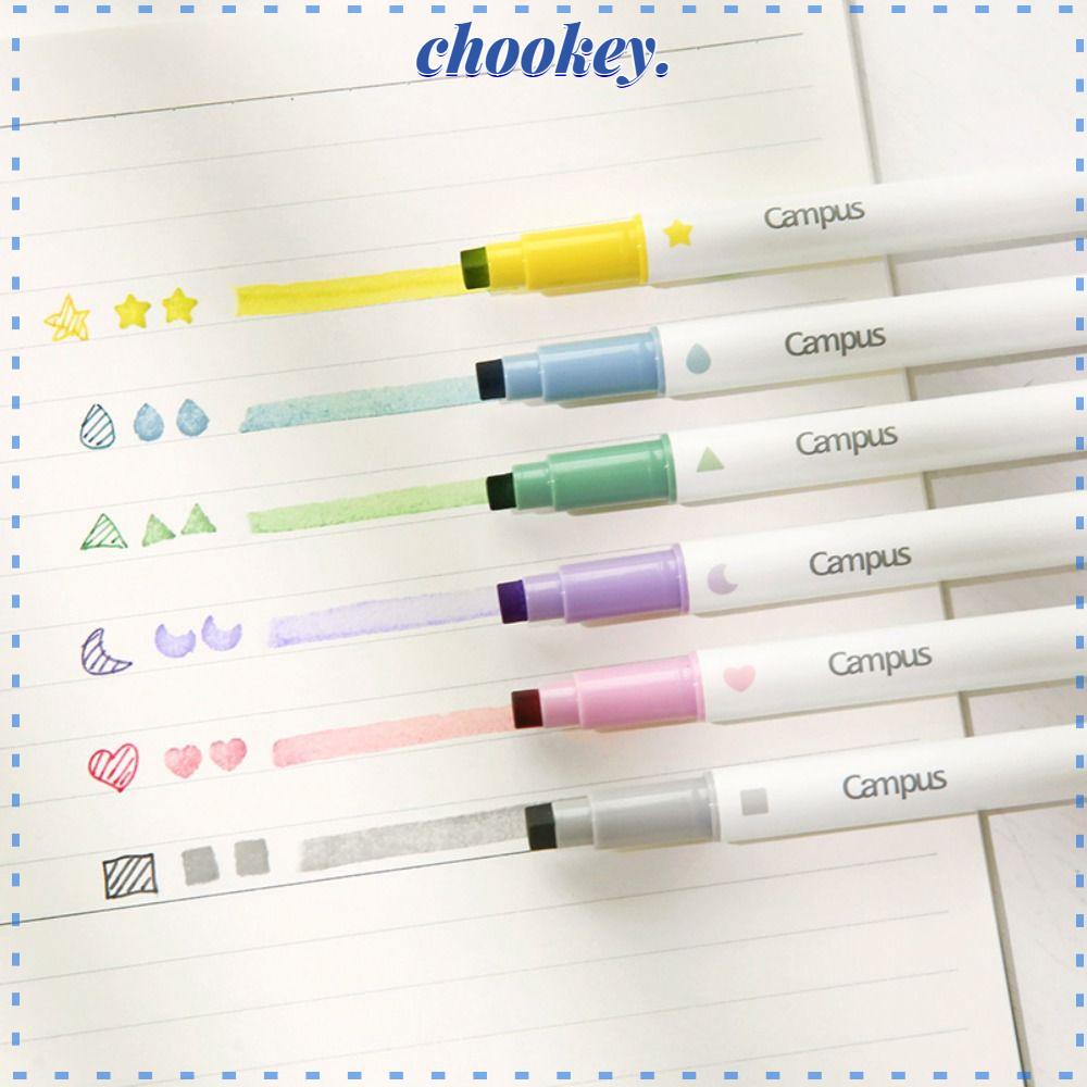 CHOOKEY Bút Lông 6 Họa Tiết Khác Nhau Chất Lượng Cao Nhiều Màu Sắc