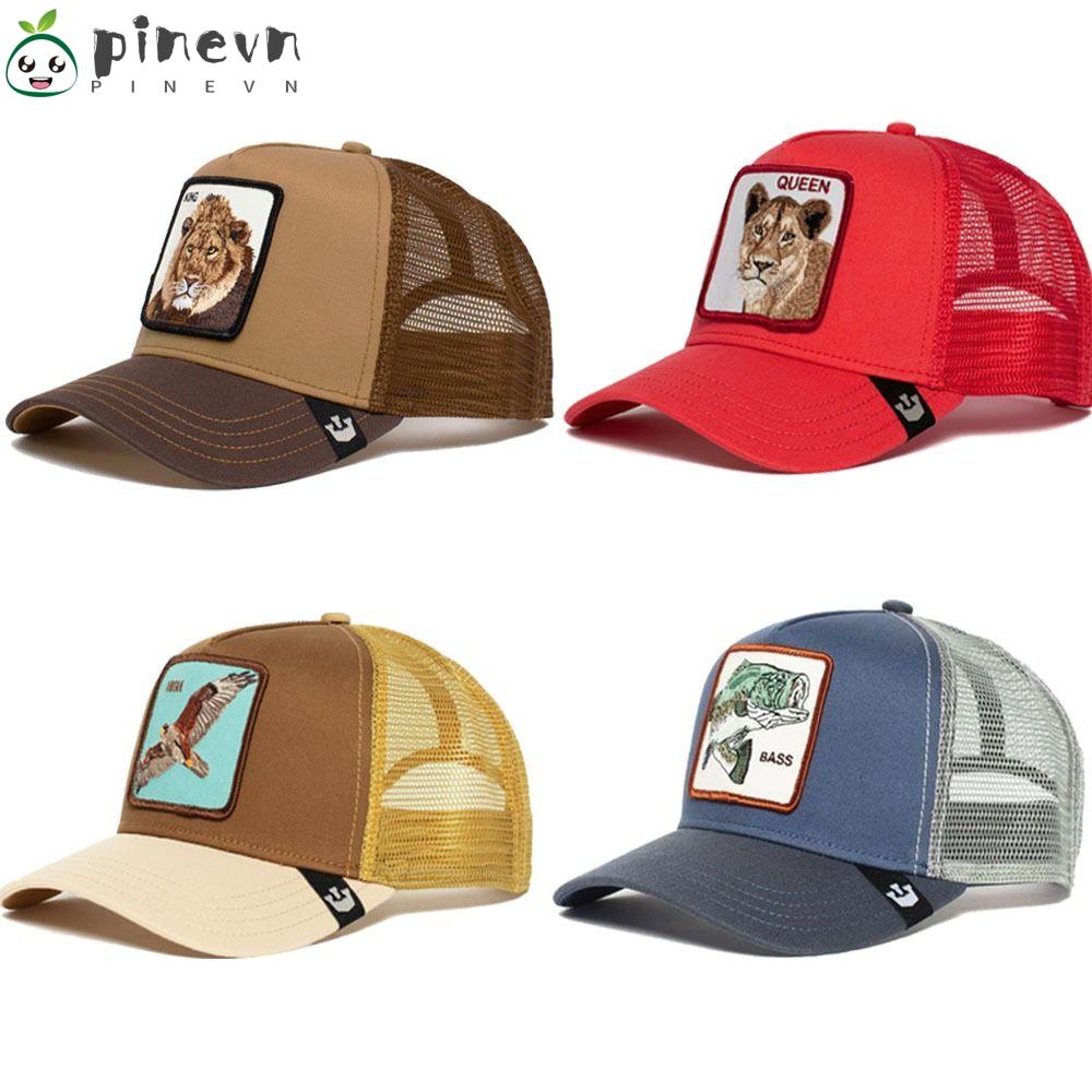 PINEVN 1 Mũ Lưỡi Trai Phối Lưới Có Thể Điều Chỉnh Phong Cách Hip Hop In Hình Động Vật Nông Trại