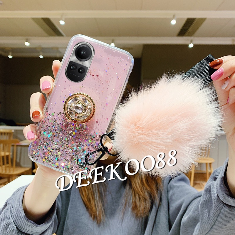 Ốp Điện Thoại Mềm Trong Suốt Có Vòng Đỡ + Dây Đeo Cho OPPO Reno10 Pro Plus Pro + 5G 2023 Reno 10 10Pro Reno10Pro +