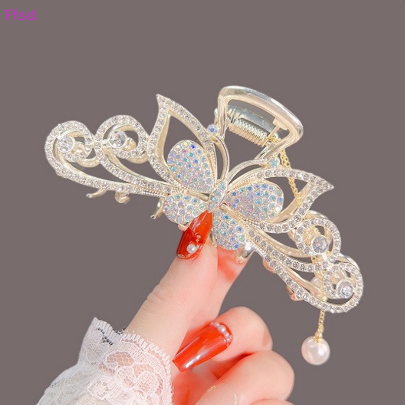 {Ffsd} Kẹp Tóc Dạng Hạt Kim Cương Hình Bướm Rỗng Cao Cấp Thời Trang * Hàng Bán Chạy