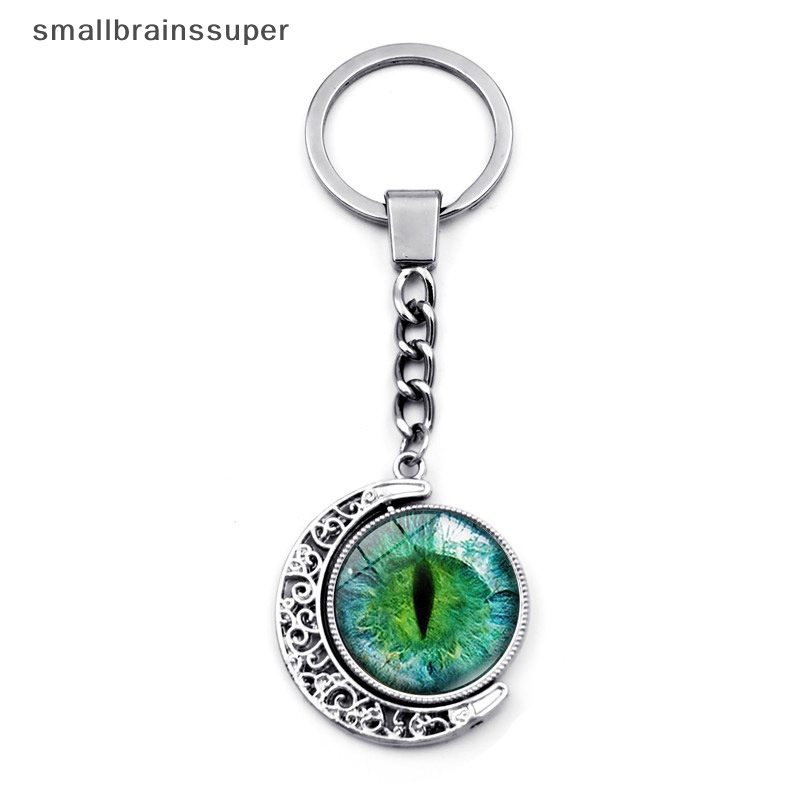 Smallbrainssuper Móc Khóa Hai Mặt Đính Đá Mặt Trăng Thời Trang Vintage Sáng Tạo SBS