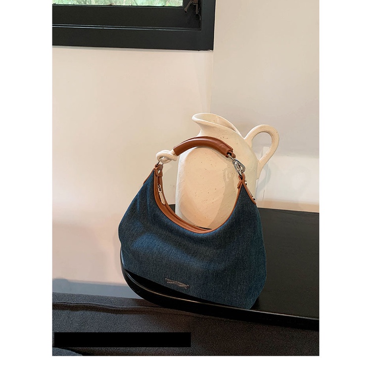 Túi Xách Đeo Vai Chất Liệu Denim Cao Cấp Phong Cách Retro Dành Cho Nữ