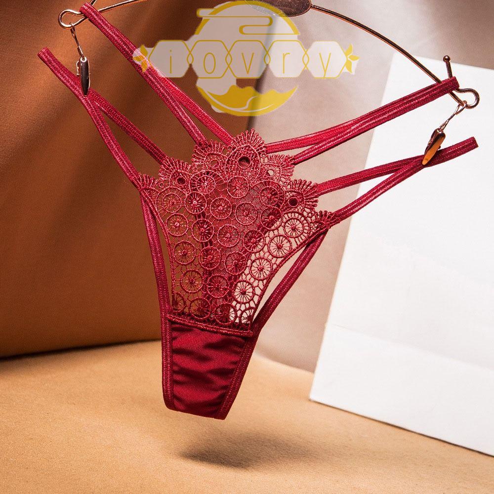 IVORY Quần Lót Ren Hoa Thiết Kế Dây Đan Chéo Quyến Rũ