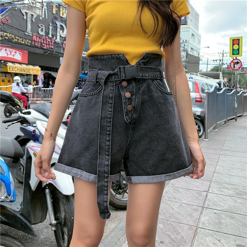 Quần Short Denim Lưng Cao Ống Rộng Phong Cách Hàn Quốc Thời Trang Mùa Hè Mới 2023