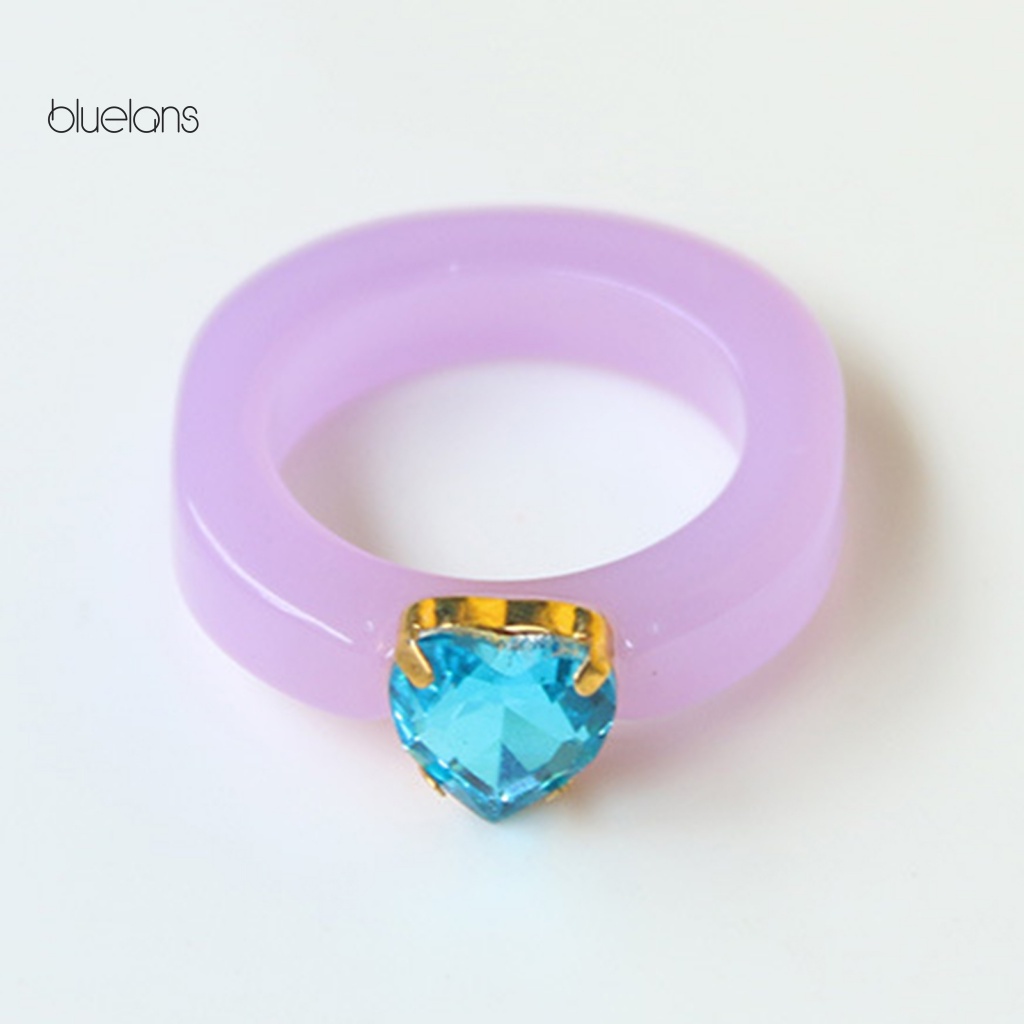 Nhẫn Đính Đá Hình Trái Tim Màu Sắc Ngọt Ngào Thời Trang Cho Nữ