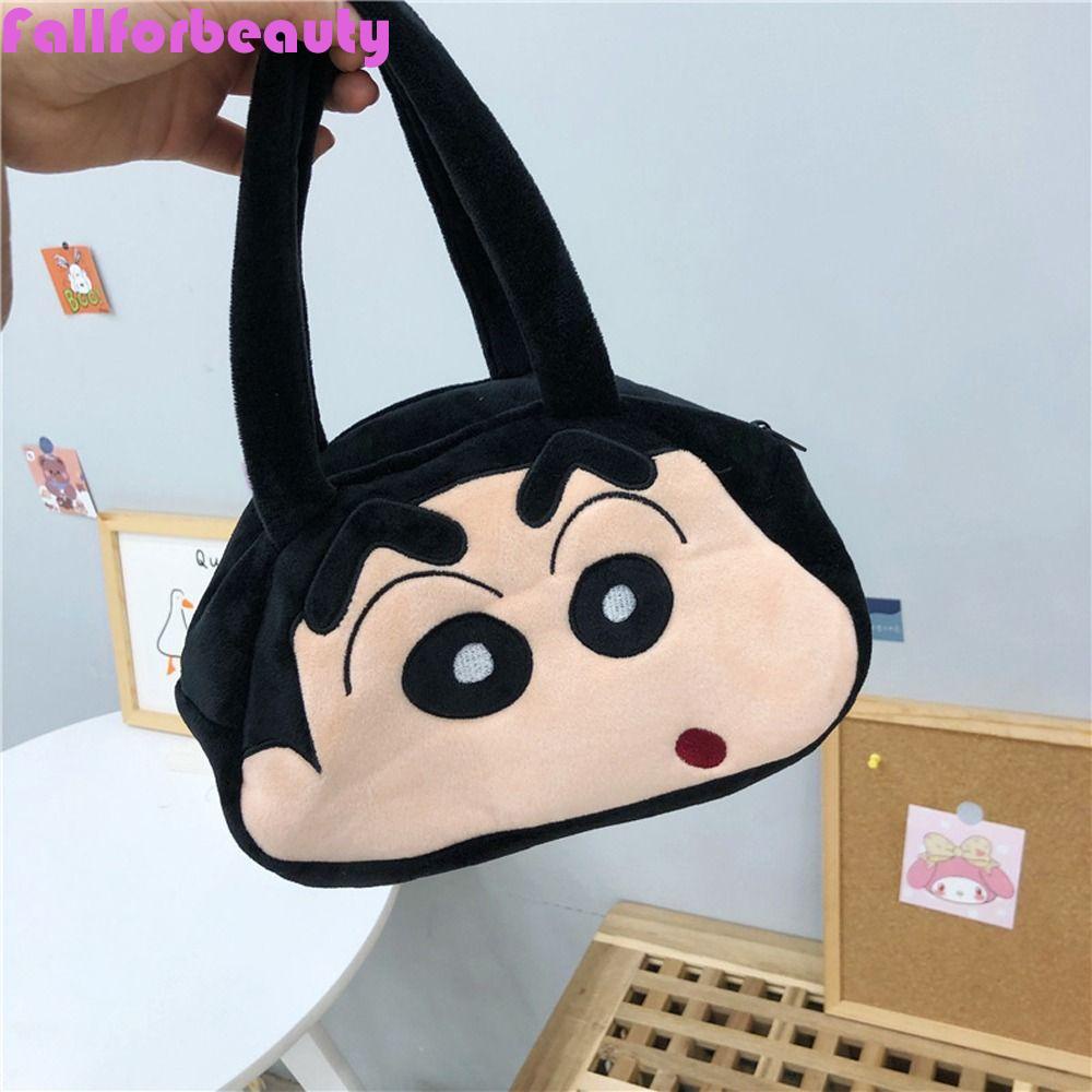 FALLFORBEAUTY Túi Đựng Mỹ Phẩm Xách Tay Đeo Vai Dung Tích Lớn Bằng Vải Bông Họa Tiết Hoạt Hình Thanh Lịch Cho Nữ