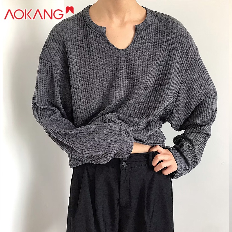 Áo sweater Dệt Kim Cổ Tròn Tay Dài Dáng Rộng Màu Trơn Thời Trang Mùa Xuân 2023 Mới Cho Nam