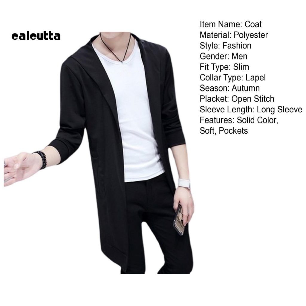 [calcutta] Áo Choàng Dài Đến Giữa Bắp Chân Dáng Ôm Màu Trơn Kích Thước Lớn Cho Nam Giới