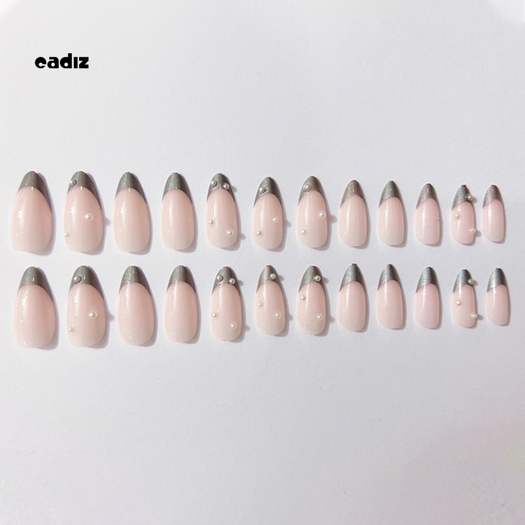 1 Bộ Móng Tay Giả Bằng Nhựa Siêu Mỏng Đính Ngọc Trai Nhân Tạo Che Phủ Toàn Diện Tháo Rời Được