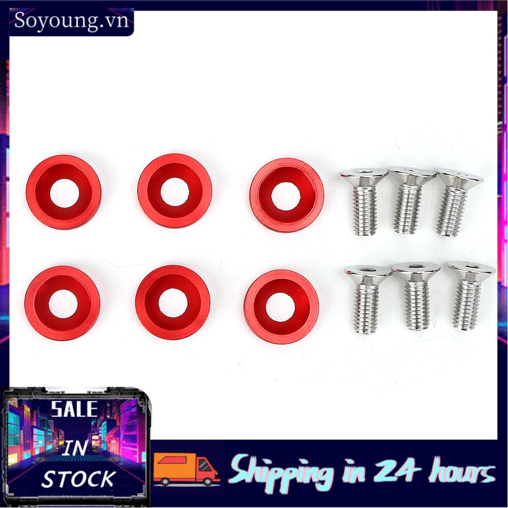 Soyoung 6pcs M8 Decorative Red Washers Screws Universal for Automobile Car  Bumper Engine Cover Auto Accessories