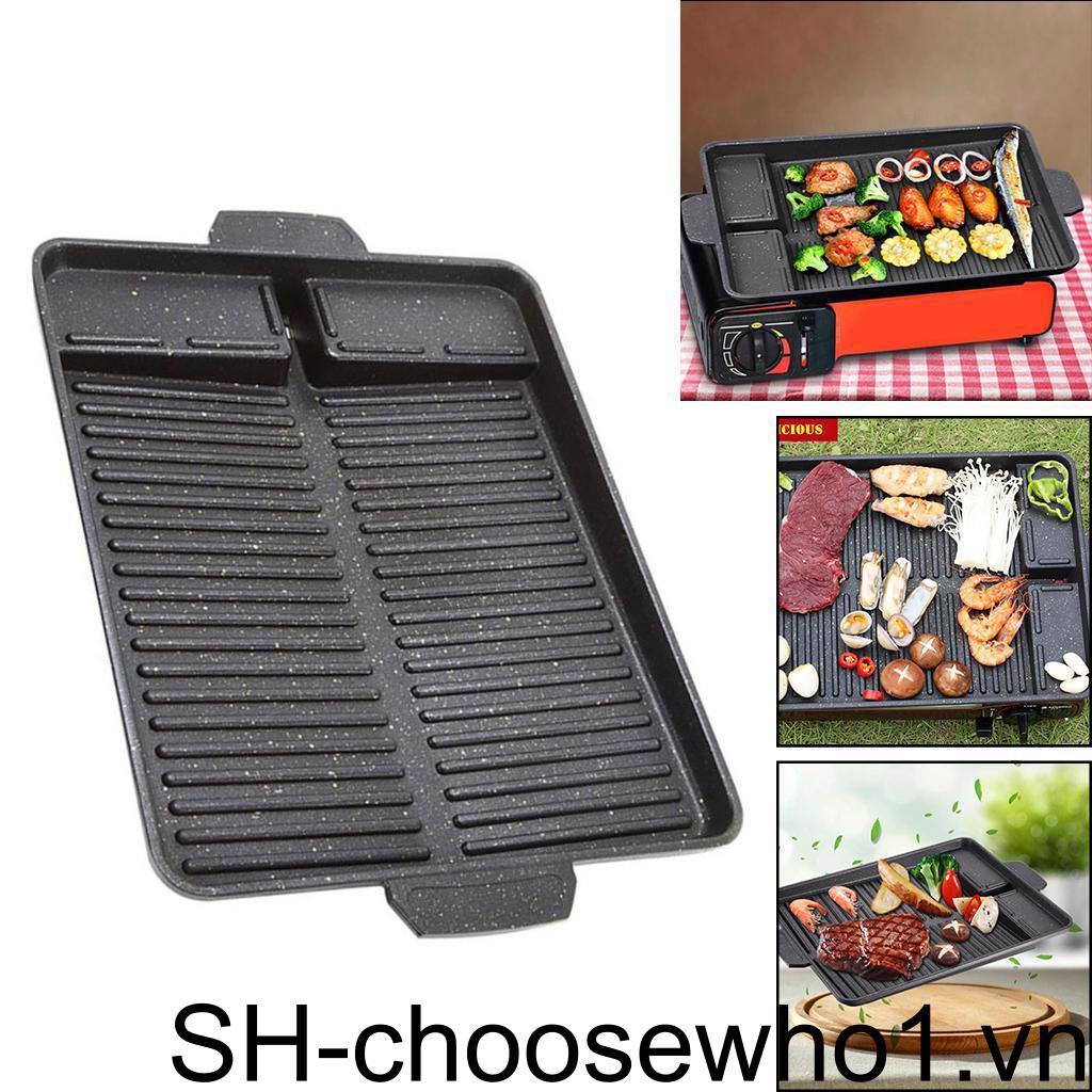 Chảo Nướng BBQ Bằng Nhôm Chống Dính Tay Cầm Vuông Dày Dặn