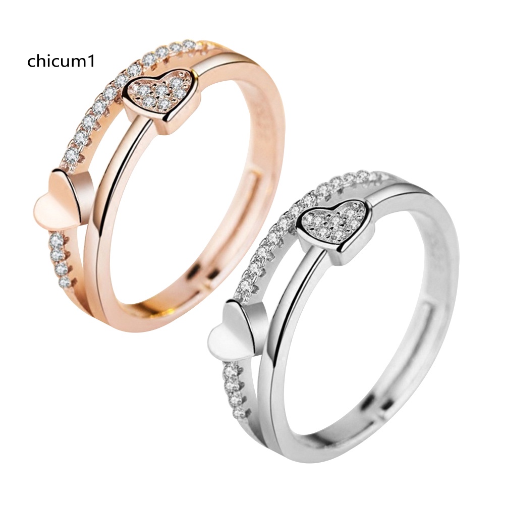 Nhẫn Hở Hình Trái Tim Đính Đá Thời Trang Cho Nữ