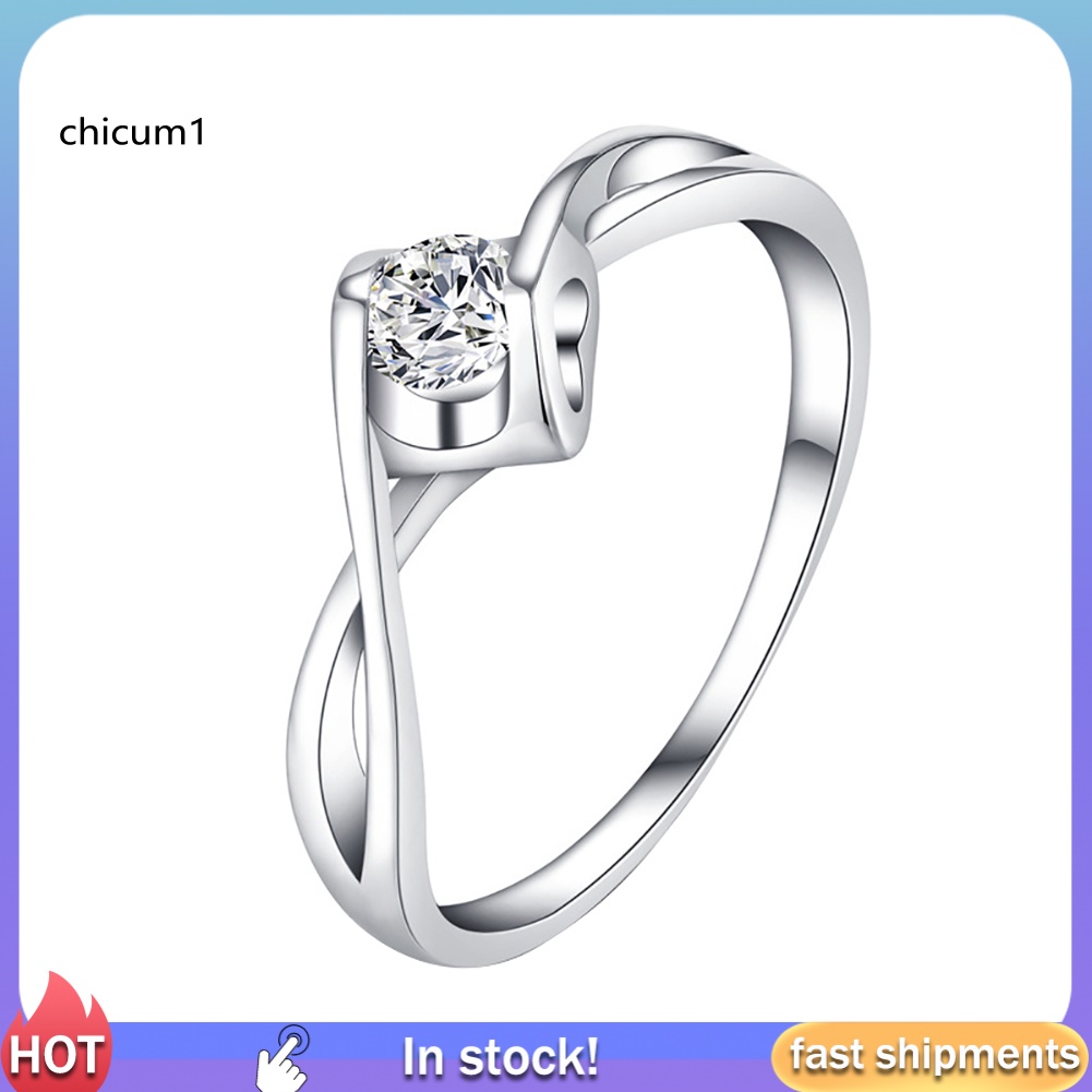 Nhẫn Đính Hôn Đính Đá Zircon Thời Trang Dành Cho Nữ