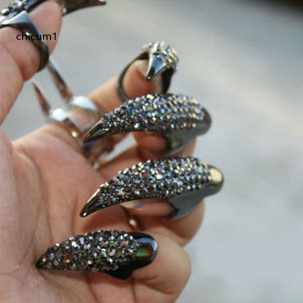 Nhẫn Hợp Kim Unisex Hình Móng Vuốt Đại Bàng Đính Đá Hóa Trang