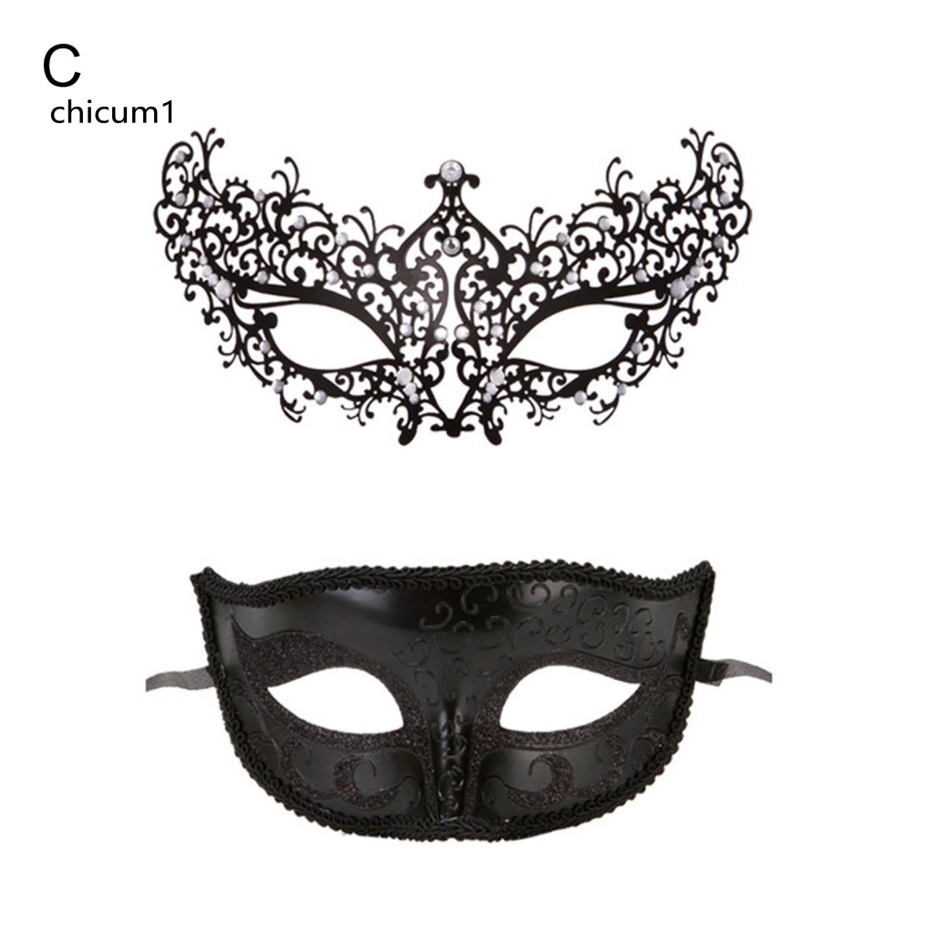Mặt Nạ Che Nửa Mặt Bằng Kim Loại Đính Đá Lấp Lánh Màu Đen Phong Cách Cổ Điển Dùng Hóa Trang