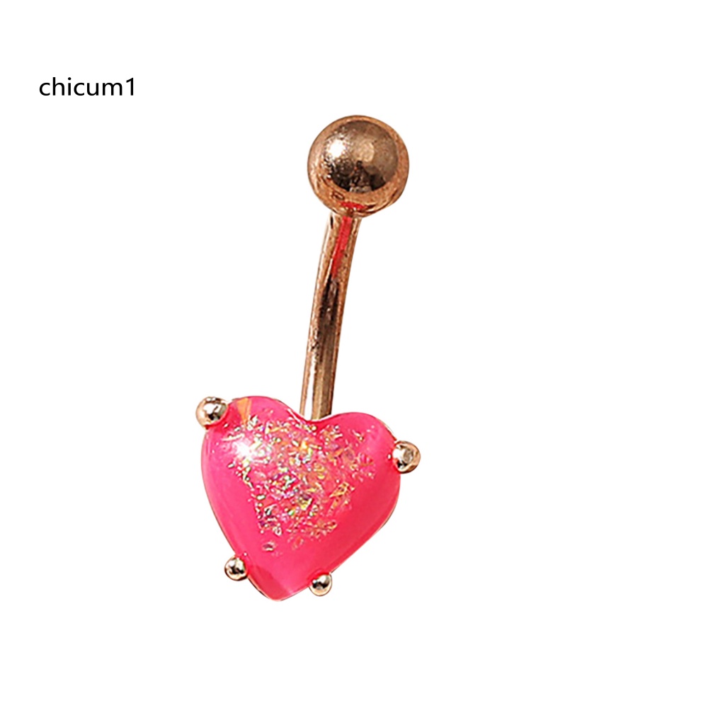 Khuyên RốN HìNh Tim ĐíNh Đá BằNg ThéP Không Gỉ