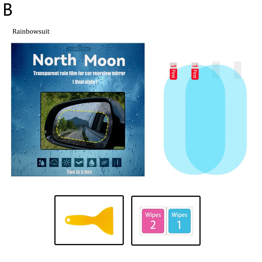 1 Cặp Phim Dán Gương Chiếu Hậu Chống Trầy Xước / Chống Tia Cực Tím / Chống Thấm Nước / Chống Sương Mù Cho Xe Hơi