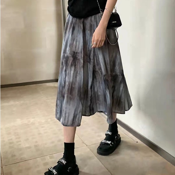 Chân Váy Midi Chữ A Lưng Cao Nhuộm Màu Thời Trang Mùa Hè Cho Nữ