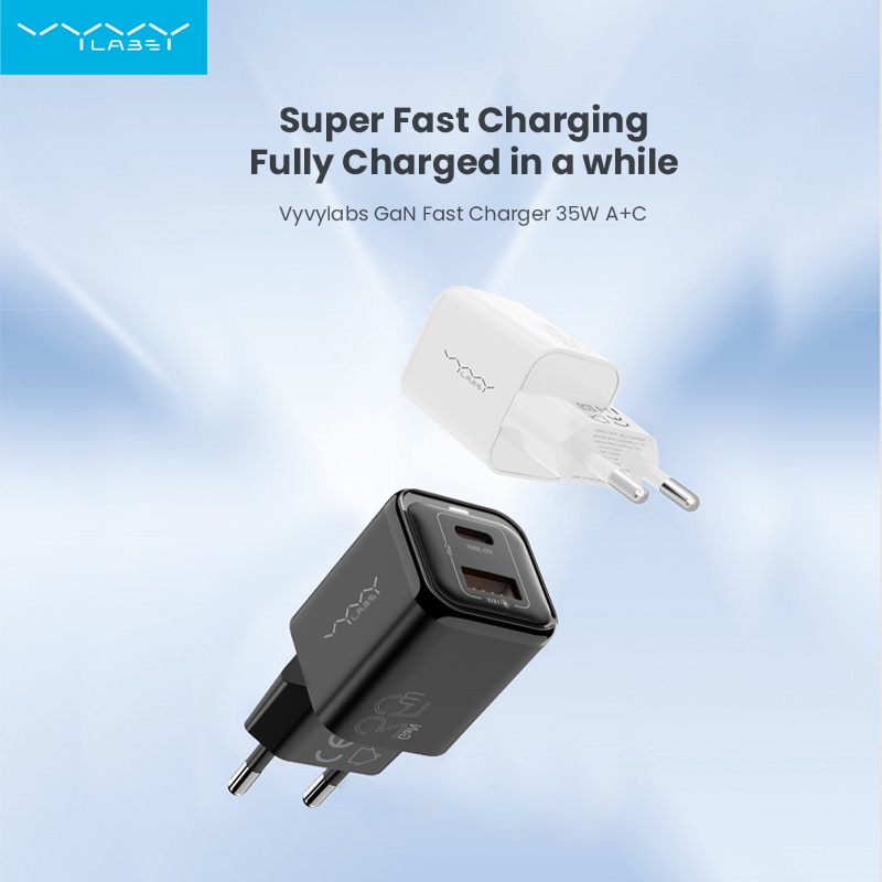 Củ Sạc Nhanh Vyvylabs 35W PD3.0 QC4.0 Hai Cổng USB Type C Phích Cắm EU / US Cho iP 14 13 Pro Max Mini 8 Plus