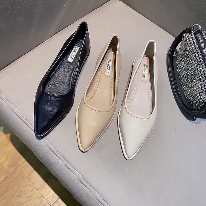 Giày Búp Bê Da Mũi Nhọn Thời Trang Dành Cho Nữ