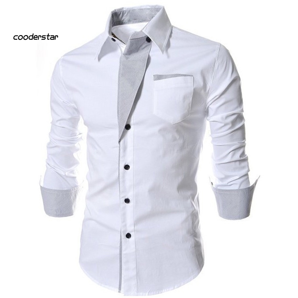 Áo Sơ Mi Dài Tay Cổ Đứng Phối Nút Thời Trang Dành Cho Nam