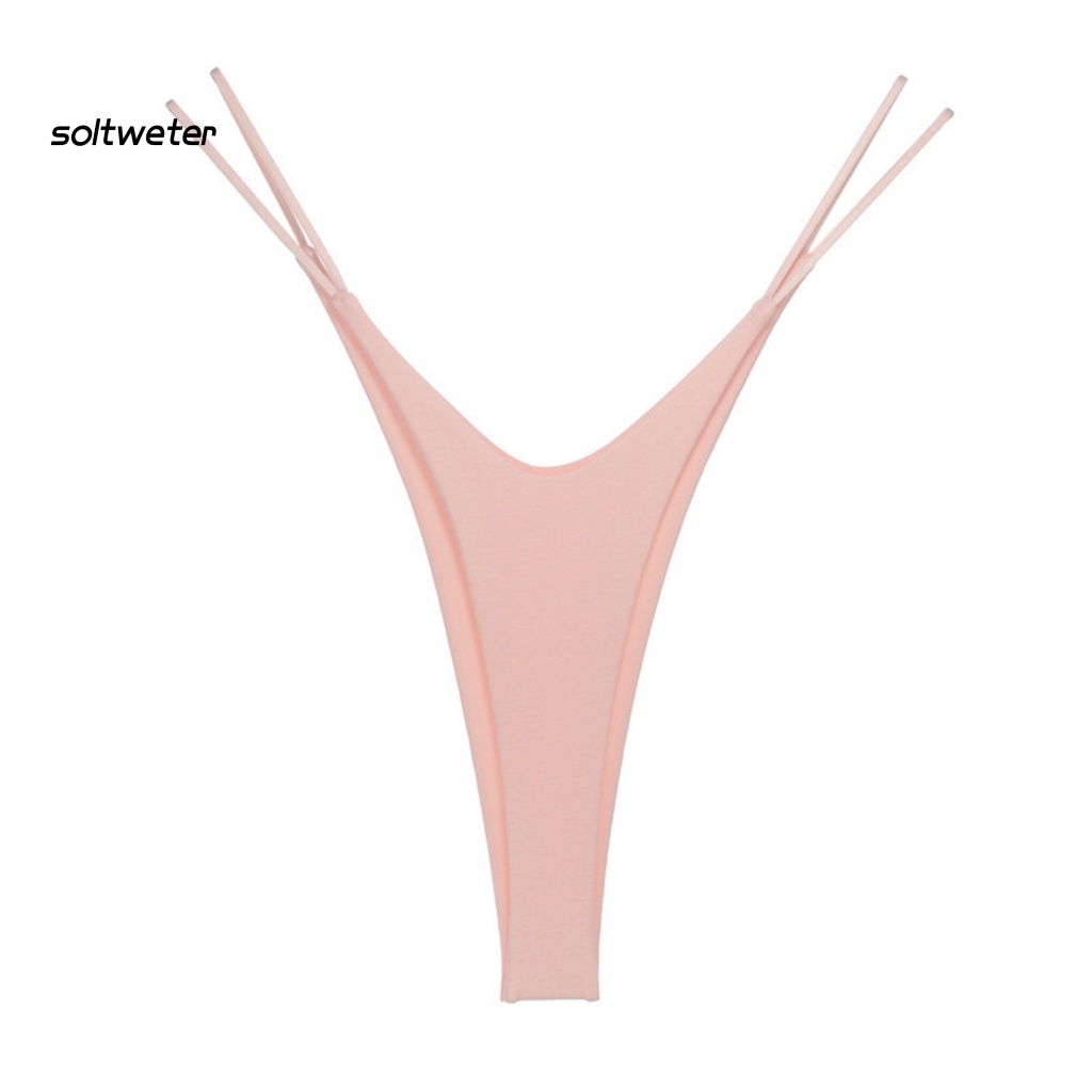 Quần Lót Bikini Hai Dây Lưng Thấp Co Giãn Màu Sắc Trơn Quyến Rũ Cho Nữ