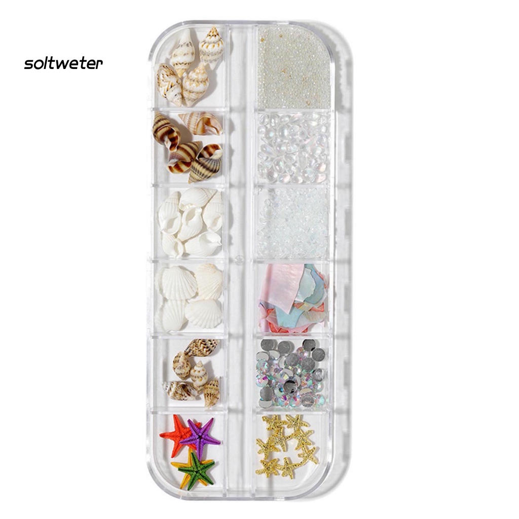 1 Hộp Phụ Kiện Trang Trí Móng Tay Nghệ Thuật Hình Vỏ Sò / Sao Biển / Vỏ Sò 3D Bằng Nhựa