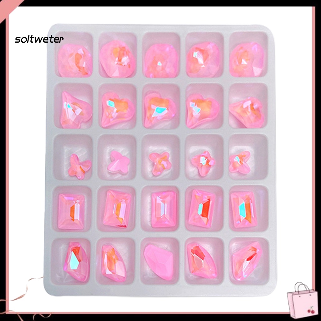 Bộ 25 Phụ Kiện Đính Trang Trí Móng Nghệ Thuật Hình Trái Tim / Bướm 3D Xinh Xắn