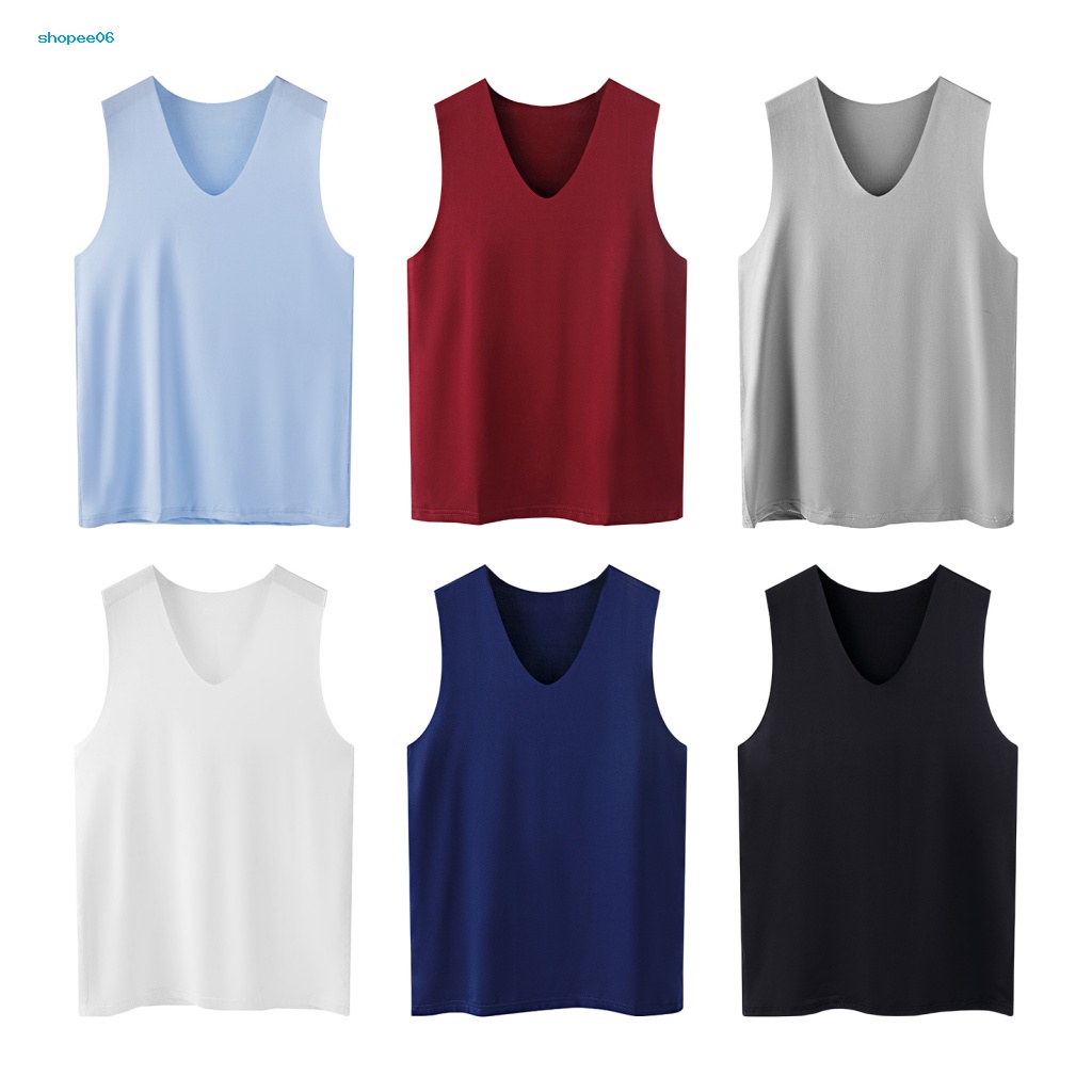 Áo Thun Ba Lỗ Cổ Chữ V Bằng Lụa Lạnh Nhanh Khô Cho Nam Mặc Hàng Ngày