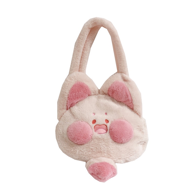 Túi xách đeo vai TENDER AFTERNOONS sức chứa lớn vải lông nhung hoạt hình dễ thương thời trang cho nữ