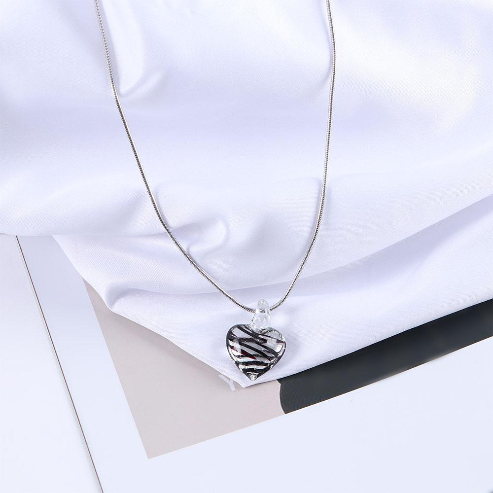 ANEMONE Vòng cổ Thép Titan Mặt Kính Họa Tiết Kẻ Sọc Phong Cách Vintage Hàn Quốc