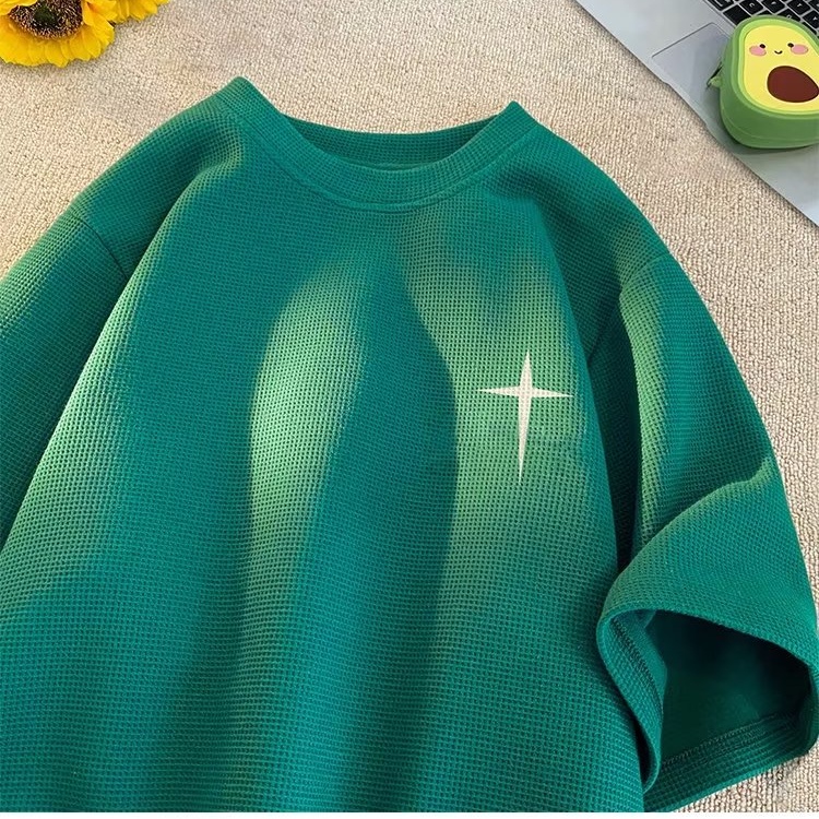 Áo Thun Nam Ngắn Tay In Chữ Thập Phong Cách Đường Phố Cá Tính