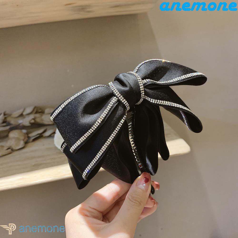ANEMONE Kẹp Tóc Vải Satin Đính Đá Phong Cách Retro Hàn Quốc Cho Nữ