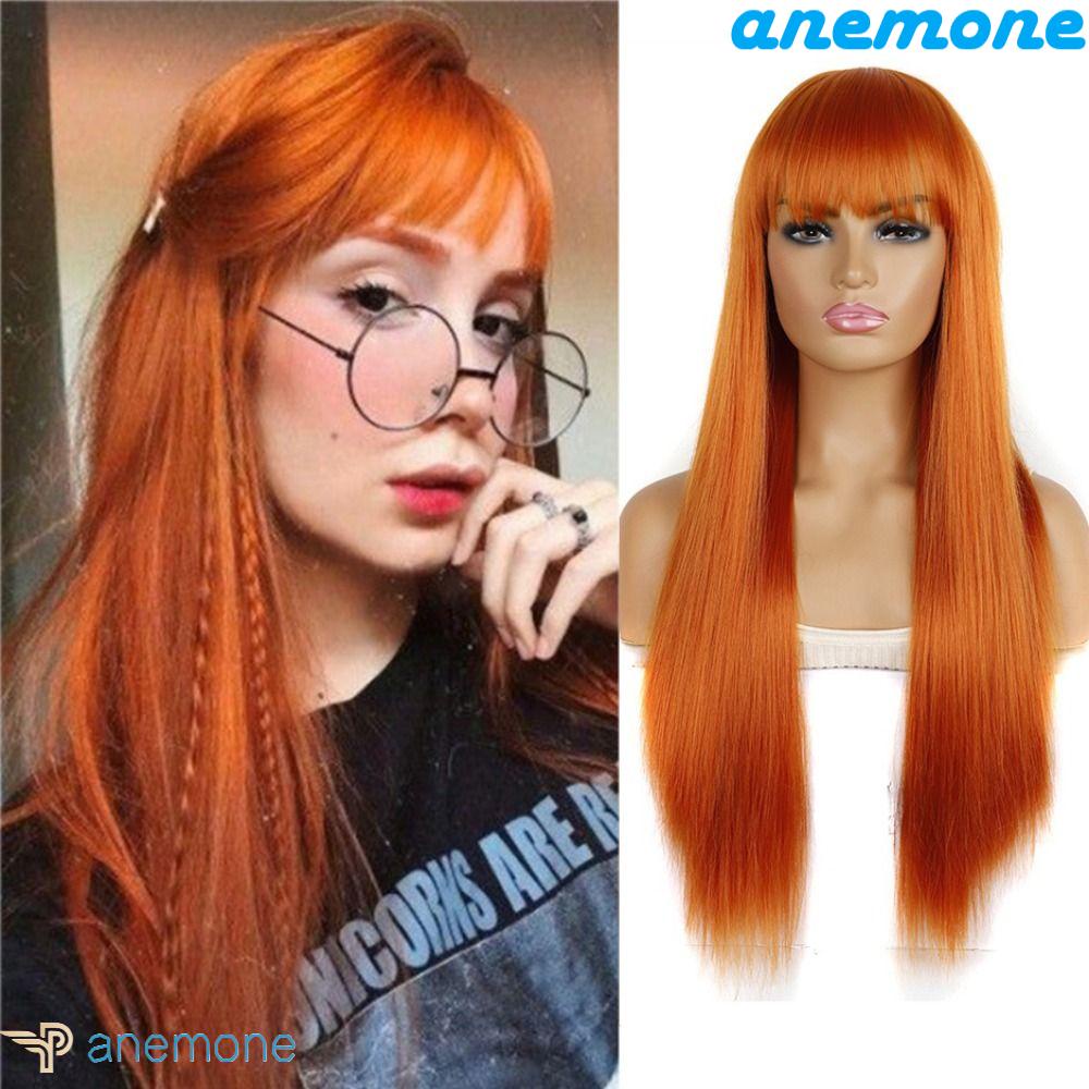 ANEMONE Tóc Giả Dài Thẳng Màu Đen Bằng Sợi Tổng Hợp Cách Nhiệt Dành Cho Nữ