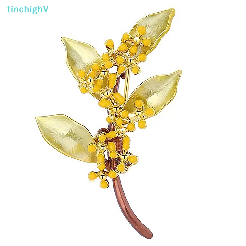 Ghim Cài Áo Hình Hoa Mộc Tê Vàng Tráng Men Thời Trang Cho Nữ