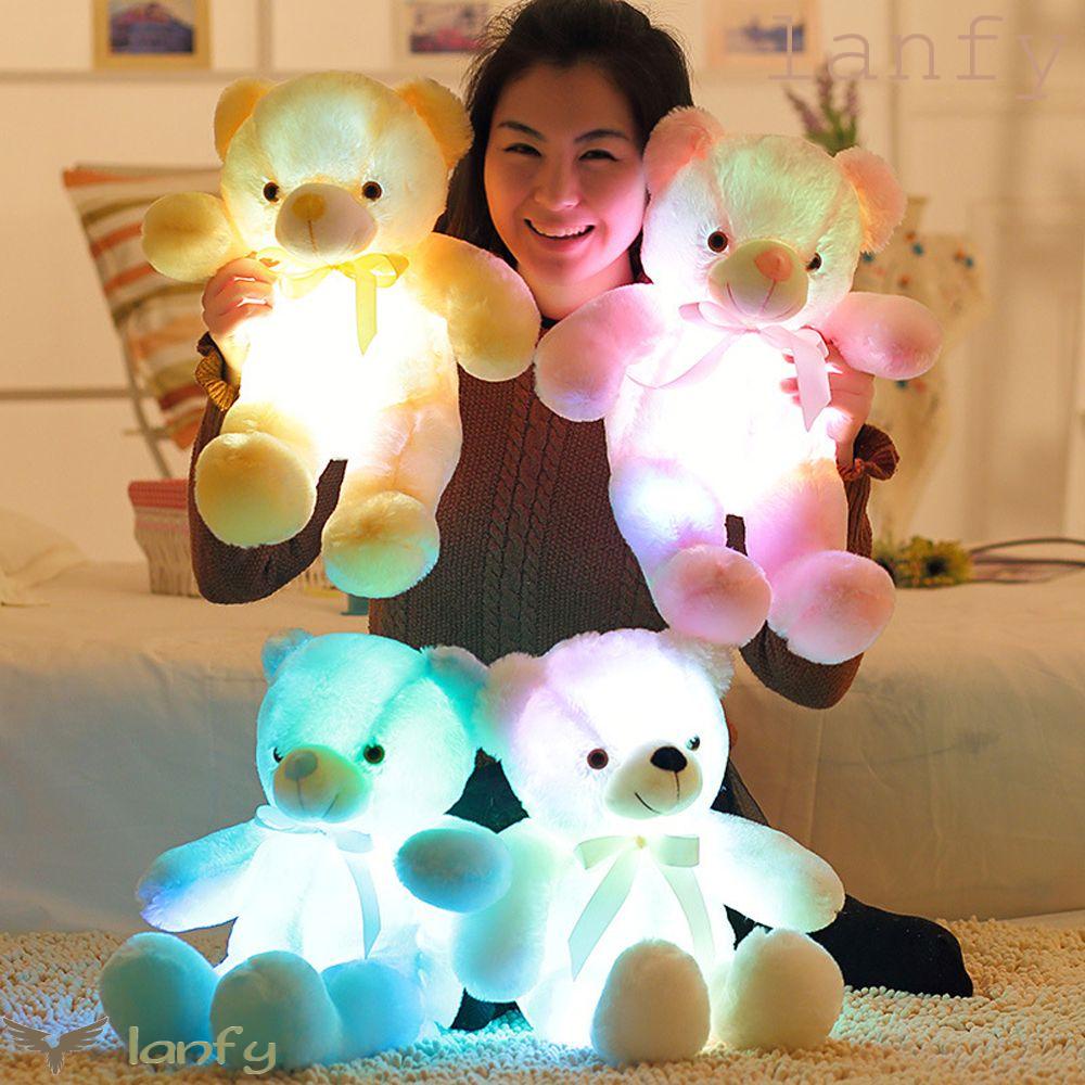 LANFY Gấu Teddy Nhồi Bông Có Đèn LED Phát Sáng Nhiều Màu Sắc Độc Đáo