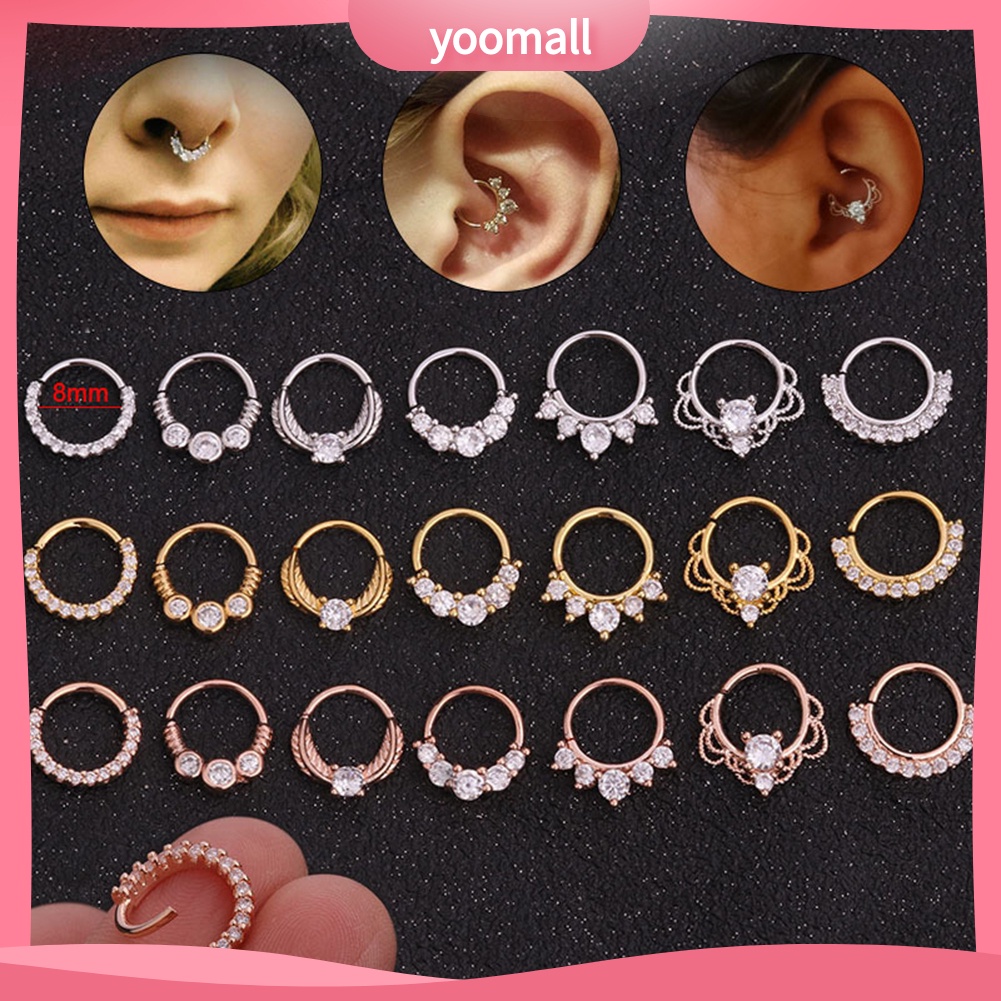 1 Khuyên Mũi Tròn Đính Đá Zircon Thời Trang