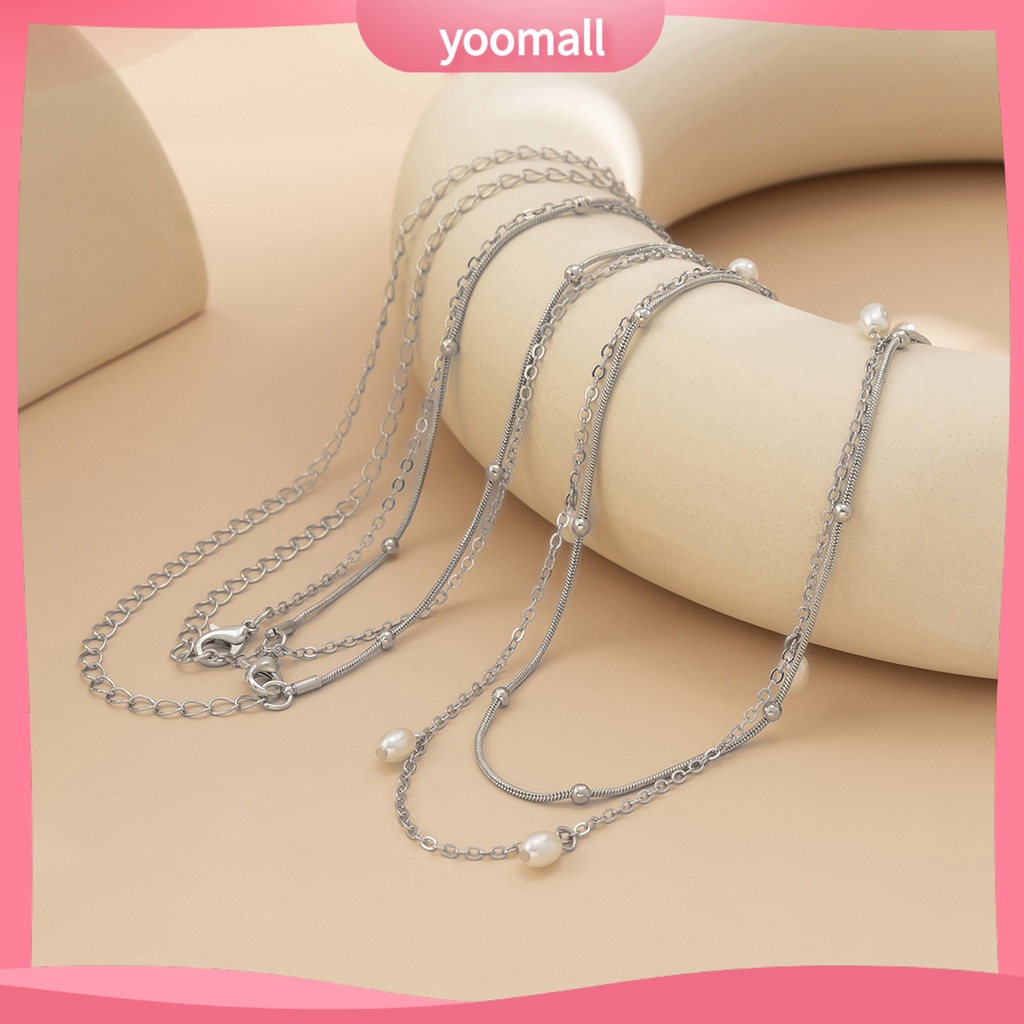 [YM] Set 2 Dây Chuyền Thắt Lưng Hai Lớp Mỏng Đính Ngọc Trai Nhân Tạo Có Thể Điều Chỉnh Cho Nữ