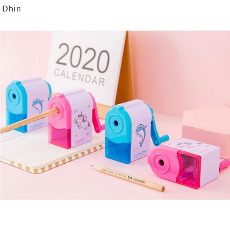 [Dhin] Student Hand Crank Pencil Sharpener Cartoon Print Pencil Sharpener School Supply COD