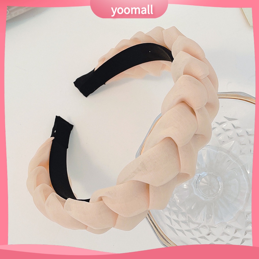 Băng Đô Rửa Mặt Sợi Lưới Bản Rộng Chống Trượt Họa Tiết Xoắn Cho Nữ