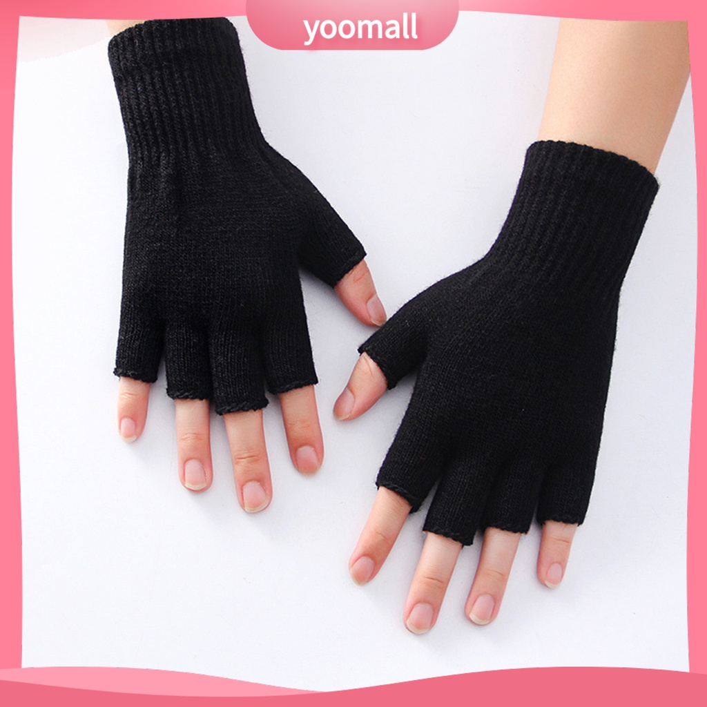 1 Đôi Găng Tay Hở Ngón Bằng Sợi Acrylic Mềm Mại Co Giãn Giữ Ấm Thoải Mái Dành Cho Nữ