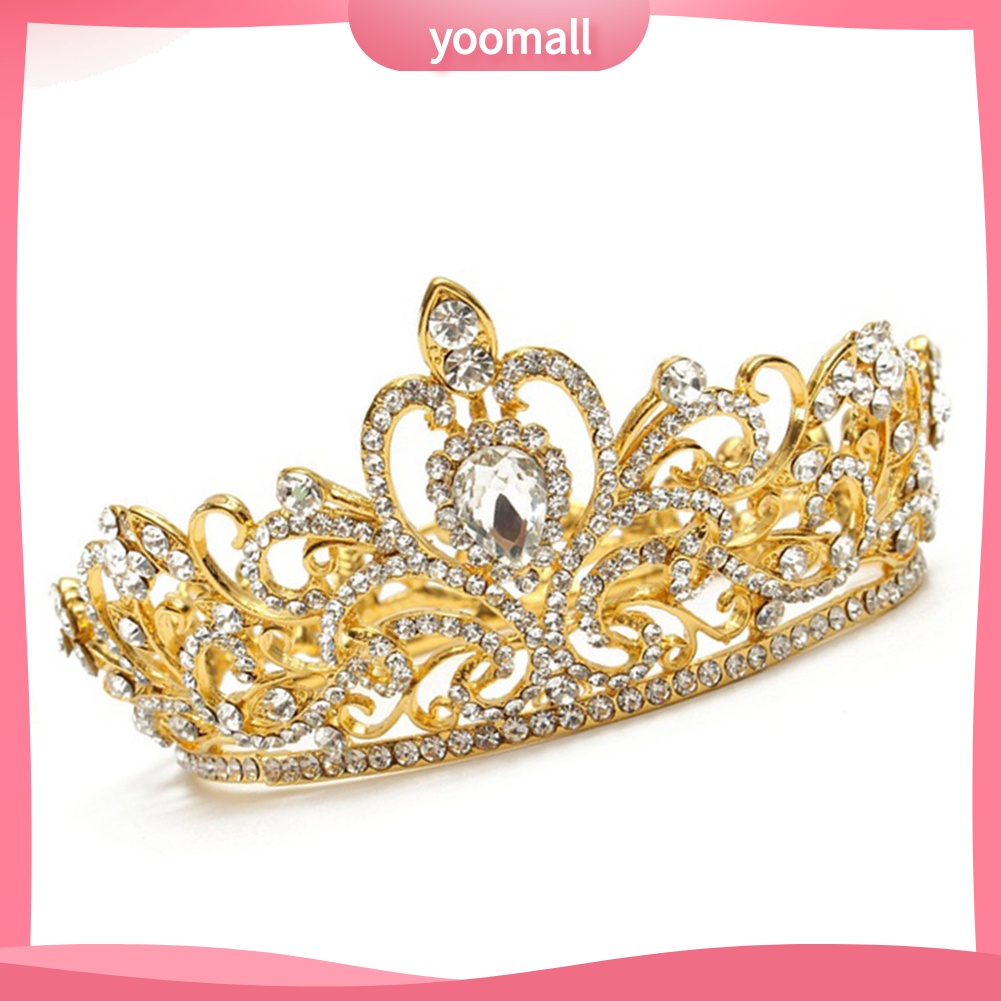 Cài Tóc Hình Vương Miện Tròn Đính Đá Lấp Lánh Trang Nhã Dành Cho Cô Dâu