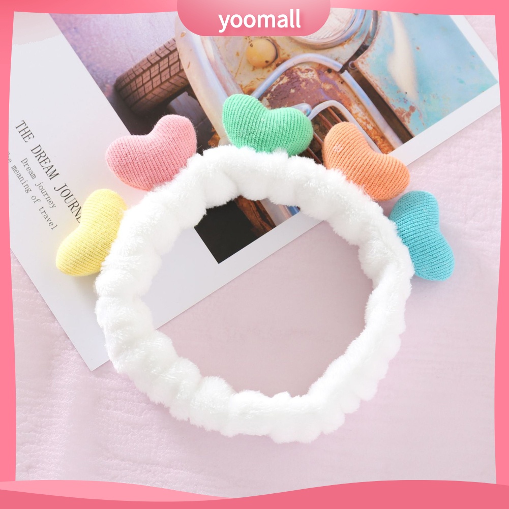 Băng Đô Rửa Mặt / Trang Điểm Co Giãn Mềm Mại Hình Trái Tim Dễ Thương Cho Nữ