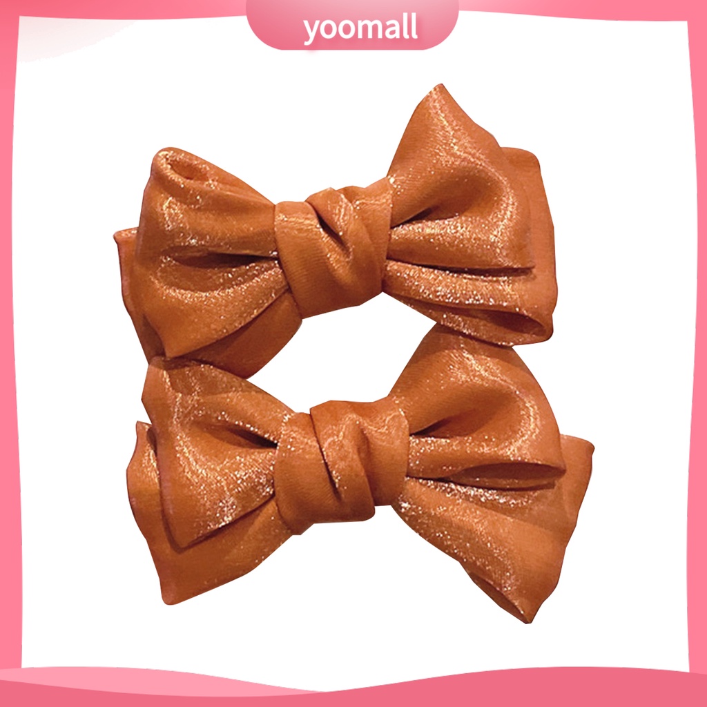 1 Cặp Kẹp Tóc Nơ Đính Ngọc Trai Giả Hai Lớp Chống Trượt Lâu Trôi