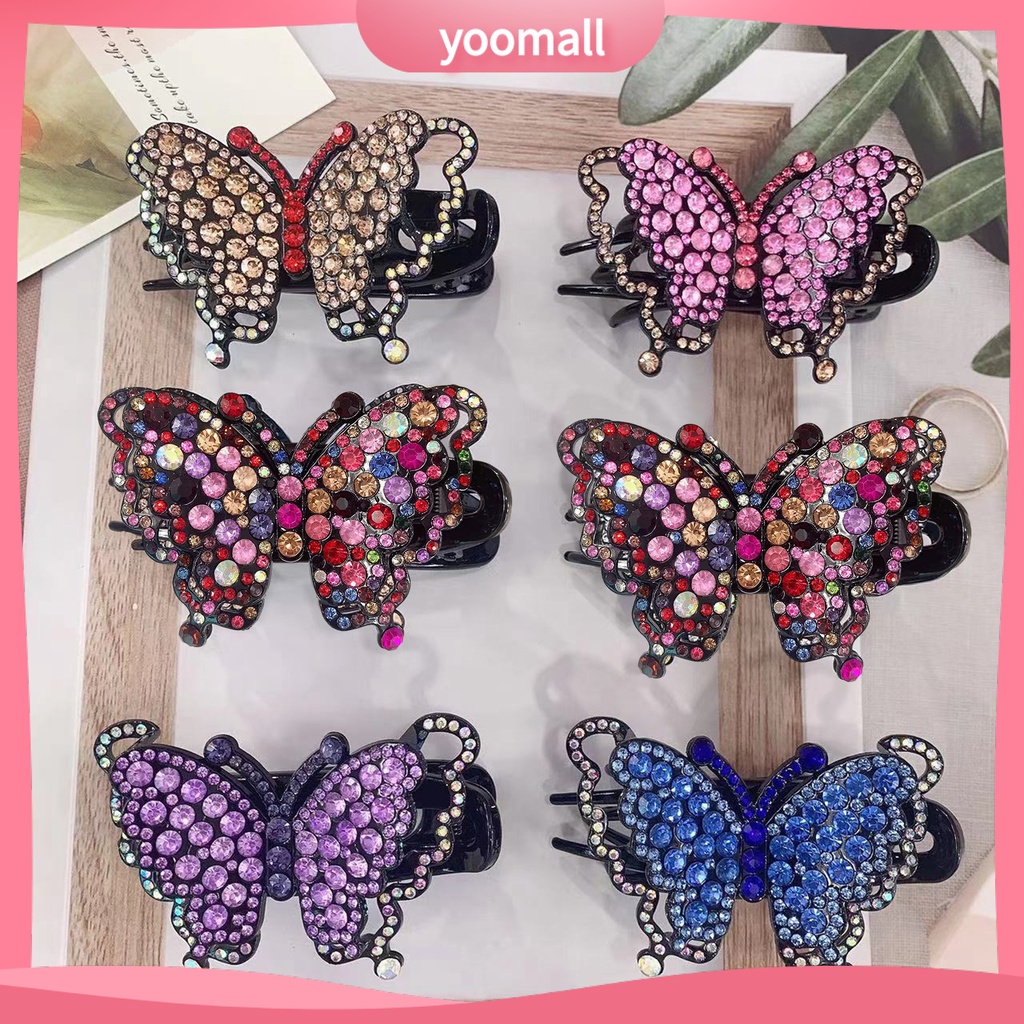Kẹp Tóc Hình Bướm Đính Đá Nhiều Màu Chống Trượt Trọng Lượng Nhẹ